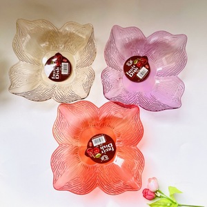 Plato de frutas con borde de encaje, plato transparente para dulces, plato para aperitivos con forma de pétalo, plato de plástico, 1-2 yuanes al por mayor, plato de frutas de nuevo material - Product Image 2