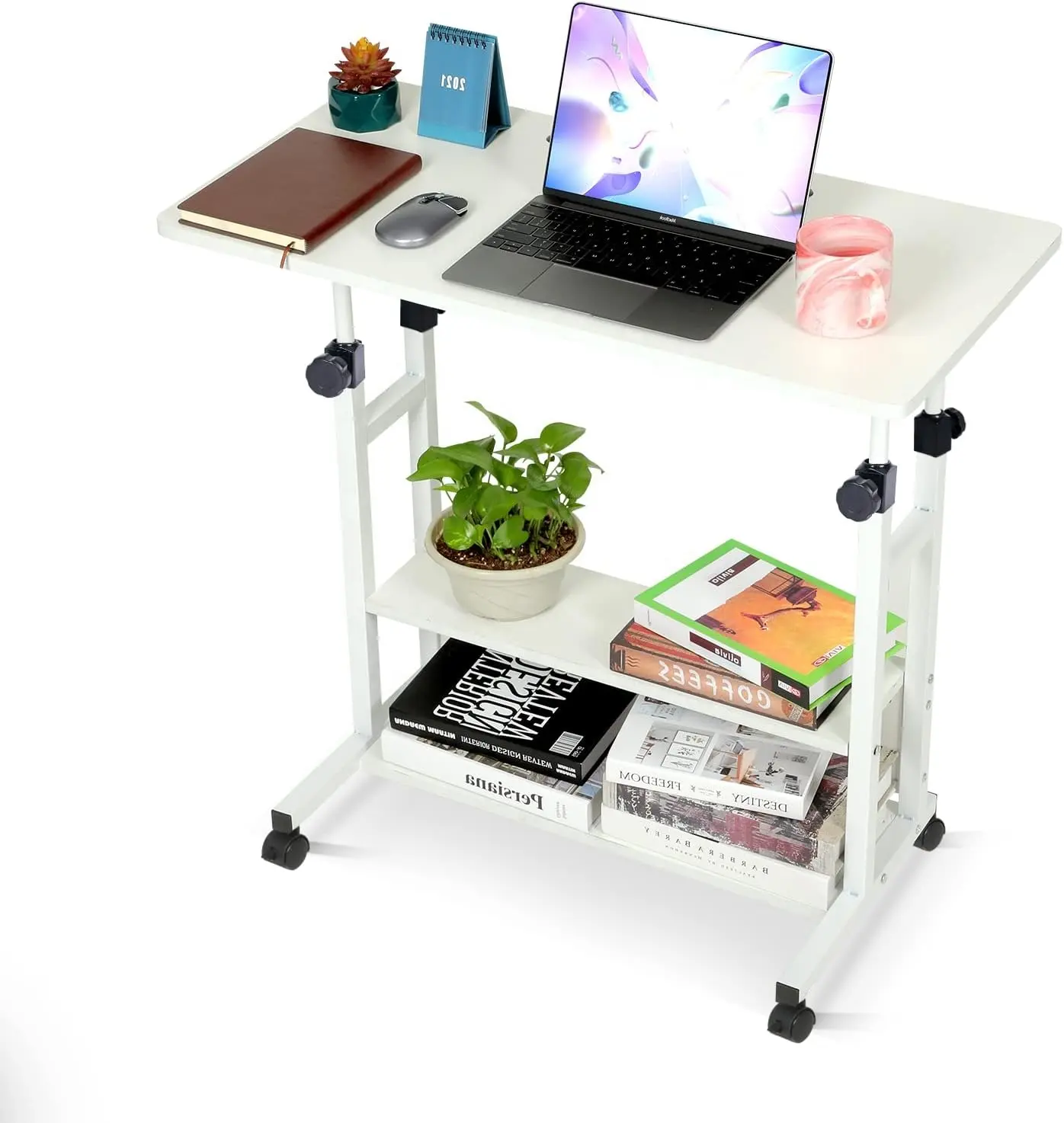 Escritorios de oficina en casa Escritorio de ordenador portátil pequeño de altura ajustable de pie con almacenamiento para espacios pequeños Mesa de ordenador