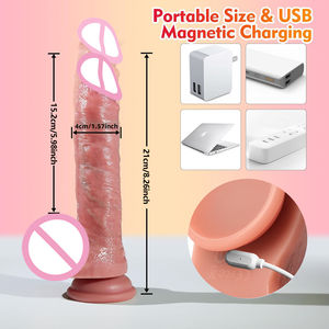 Realistische Telescopische Vibrator G-Spot Stimulator Verwarmde Siliconen Stuwende Dildo Speelgoed Voor Vrouwen Grote Penis <span class=keywords><strong>Cock</strong></span> Stijl - Product Image 2