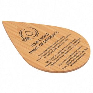 Custom Logo Printed <b>Drop</b> Shape Bamboo Hang Tags Wooden Gift Tags - Product Image 1