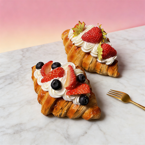 17CM Handmade Plastic Faux Food Model Eco-Friendly Top Cream Decorated Fruit Strawberries Blueberries Display - Product Image 2