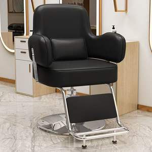 Sillón de Barbería Ergonómico con Base Hidráulica, Reposapiés Ajustable en Altura, Rotación de 360°, Asiento de Cuero Sintético Resistente para Uso Comercial - Product Image 3