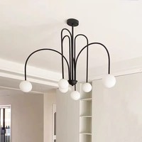 Haute qualité personnalisé moderne nordique or noir rouge éclairage lustre intérieur décoratif globe en verre