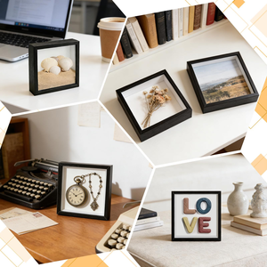 Cadre photo 3D en bois de luxe avec boîte à ombre, 5, 6, 7, 8 pouces, A4, pour spécimens de plantes et feuilles, 3 cm de profondeur, verre trempé - Product Image 5