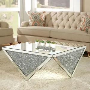 Home Commercial Used Designer Fine Quality Diamond Mirrored Coffee Table For Living Room Table Basse