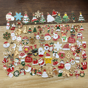 Pendentifs de Noël en alliage de zinc, motifs de dessins animés variés, 100 pièces, accessoires de bijoux DIY, décorations de fêtes, Père Noël, rennes, flocons de neige - Product Image 1