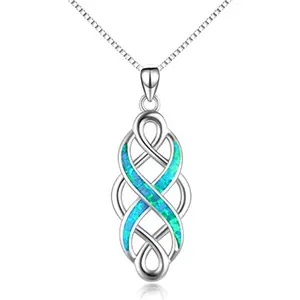 Gemaakt Opaal Hanger Irse Celtic Knoop Rvs Ketting Zilver Infinity Love Sieraden Voor Vrouwen