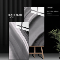 Grande dalle de sol en porcelaine imitation onyx agate noire 750x1500mm pour hall d'hôtel de luxe
