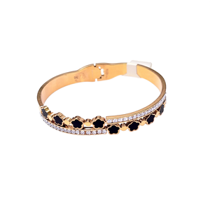 Fashion Bangle 316L Stainless Steel PVD Gold Plating Black Inlay <b>Crystal</b> Decorated <b>Bracelet</b> Women's Jewelry - Product Image 2