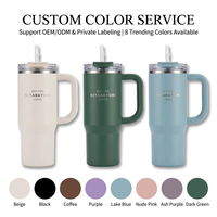 Mug de voyage isotherme Kingze personnalisé avec logo, anti-fuite, 900 ml (30 oz), en acier inoxydable à double paroi, avec poignée et paille