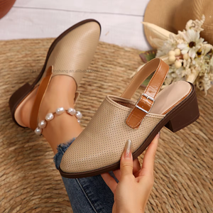 Plus Size Breathable Thick Heel Roman <b>Sandals</b> Summer New Arrival Toe-cap <b>Sandals</b> Fashion Mid-heel <b>Sandals</b> - Product Image 1