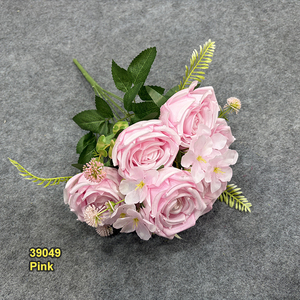 <span class=keywords><strong>Ramo</strong></span> de <span class=keywords><strong>Rosas</strong></span> Artificiales de Seda en Color Blanco Crema y Rosa, 7 Ramas, <span class=keywords><strong>Precio</strong></span> de Fábrica, para Bodas, Fiestas, Eventos, Día de San Valentín - Product Image 4