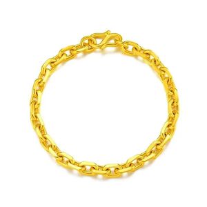 Xinfly Gifts Luxury Custom Brand Jewelry Paperclip <b>Men</b> and Women Pure 24K Genuine Yellow 999 Real Gold Bracelet - Product Image 1