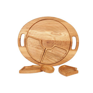 Ensemble de 6 plateaux de service ronds en bois de chêne de qualité supérieure pour hôtels et restaurants-Passe au lave-vaisselle écologique - Product Image 3