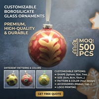 Boule de Noël en verre à motifs léopard et paillettes rouges, fournisseur de marque privée ODM, feuille d'or, écailles festonnées, borosilicate, vente en gros