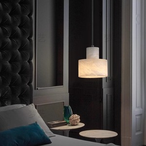 Chinese Style Minimalist Pendant <b>Light</b> Natural Marble Round E27 LED Chandelier For Hotel Restaurant Bedroom Entryway - Product Image 2