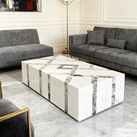 Table Basse Centrale Bloc de Base Rectangulaire à Piédestal en Marbre Blanc Sur Mesure, Design Moderne de Luxe Italien