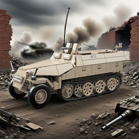 1/28 Véhicule de transport blindé à chenilles, modèle de char avec figurines miniatures, ensemble de blocs de construction