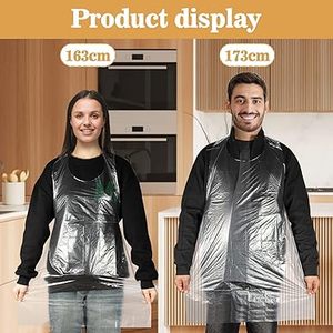 Huamaohengchun200 Plastic <b>Disposable</b> <b>Aprons</b> Adults - Waterproof <b>Aprons</b> Kids Painting Smocks Eating Bibs for Hair Dye Baking Cook - Product Image 6