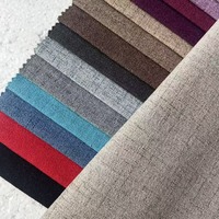 Tissu uni tissé 100 % polyester effet lin, résistant aux taches, style moderne et minimaliste, pour rideaux et coussins