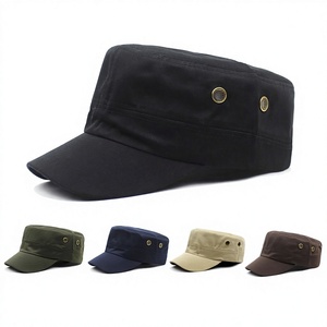 Gorra de béisbol vintage de color liso con visera plana al por mayor OEM, gorra de cadete ajustable para papá - Product Image 1