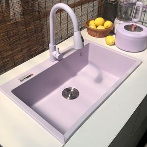 Évier de cuisine coloré en quartz violet Taro, grande cuve unique, intégré sans joint, pour le lavage des légumes - Product Image 2