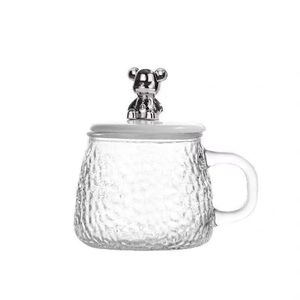 Glass Bear Mug With Lid Two Piece Set Heat Resistant For Tea Or Water Afternoon Tea Use - Product Image 5