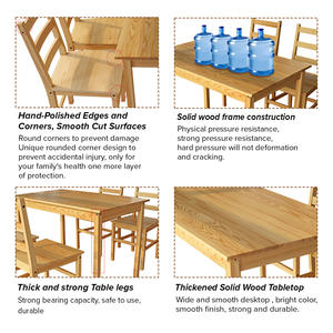 Ensemble <span class=keywords><strong>de</strong></span> salle à manger en bois <span class=keywords><strong>de</strong></span> pin <span class=keywords><strong>de</strong></span> couleur naturelle moderne avec <span class=keywords><strong>4</strong></span> <span class=keywords><strong>chaises</strong></span> et 1 table pour salle à manger - Product Image 3
