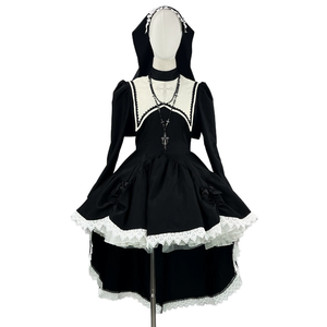Costume da Suora di Tendenza per Feste di Halloween, Taglie S-5XL, Abito Gotico Nero da Suora, Costume Cosplay per Ragazze e Donne, <span class=keywords><strong>Anime</strong></span> - Product Image 4