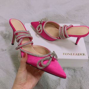 Nuevos Colores Talon Pour Femme, Tacones Rojos de Alta Calidad con Punta Cubierta y Lazo de Cristal para Mujer - Product Image 5