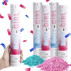 Gender Reveal 12 Inches Gender Reveal Smoke Powder Confetti Cannon Party Poppers 6 Pack Confetti Shooters Blaster
