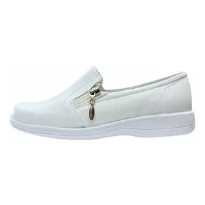 Scarpe Casual da Donna Angelina in Pelle Bianca, Modello Slip-On con Suola Ammortizzata per Camminare - Product Image 1