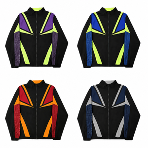 XINHUI Unisex Colorblock Fleece Full Zip Long <b>Jacket</b> Ribbed Cuff Summer Streetwear Custom OEM ODM Wholesale Bulk Waterproof - Product Image 5
