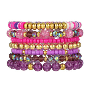 Acrylic <b>Beaded</b> <b>Bracelet</b> Set 7 Piece Elastic Cord Women Jewelry Spring 2025 Yiwu Origin Manual Crafted - Product Image 5