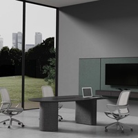 Table de conférence ovale moderne en gros pour hôtels et écoles, taille personnalisée, mobilier de bureau, ensemble table et chaises de conférence