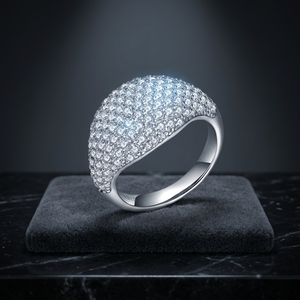 Luxury VVS Moissanite Diamond <b>Ring</b> 925 Sterling Silver Iced Out <b>Dome</b> <b>Ring</b> Hip Hop Bling Jewelry Unisex Wedding Engagement <b>Ring</b> - Product Image 1