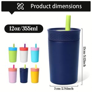Custom logo 12oz Insulated Stainless Steel Tumbler with Leak Proof Flexible Straw Kids Travel Water Bottle for Back to School - Product Image 3