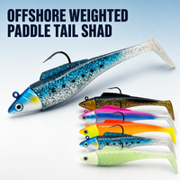 Umpan Lunak Berbobot Model Paddle Tail Shad Pre-rigged, Umpan Pancing Air Asin Lepas Pantai, Mata 3D Realistis untuk Ikan Kakap, Ikan Rockfish