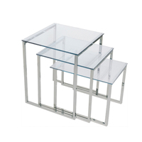 Ensemble de tables gigognes de luxe pour salon moderne, en acier inoxydable et verre trempé, design contemporain, montage facile, durable