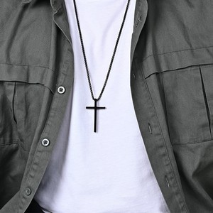 Unisex Titanium Steel Cross <b>Necklace</b> Minimalist Design For Couples Gift From Dongguan - Product Image 3