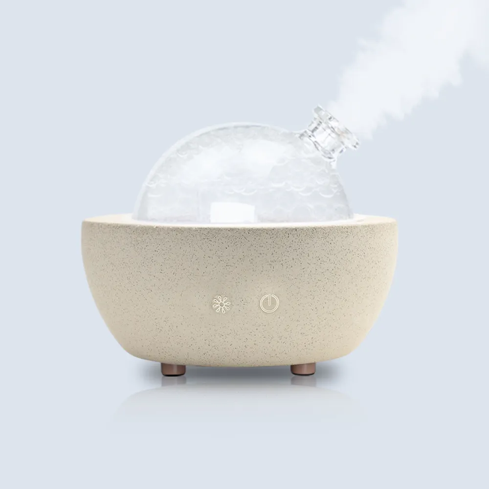 Regalo di san valentino 2023 Aria Boho Glass Dome Concrete Home aromaterapia diffusore umidificatore ad ultrasuoni per aromi di olio essenziale