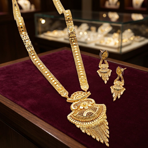 ชุดสร้อยคอยาวทองชุบ 14K 18K 24K ขายส่ง, ชุดเครื่องประดับแฟชั่น, ชุดเครื่องประดับลายดอกไม้ทองเหลืองชุบทอง - Product Image 6