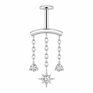<span class=keywords><strong>Piercing</strong></span> Labret in Titanio ASTM F136 con Filettatura Interna, Gioiello Pendente CZ a Stella, Luna, Pianeta <span class=keywords><strong>per</strong></span> Cartilagine, <span class=keywords><strong>Trago</strong></span>, Elica - Product Image 4