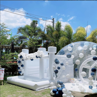 Tente gonflable de décoration bonhomme de neige rose de 3m pour l'extérieur à louer Maison à bulles avec ballons pour la fête