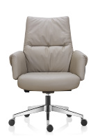 Chaise de direction de luxe ergonomique en cuir pivotante avec roulettes, mobilier de bureau, chaise de patron