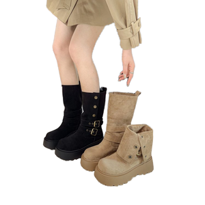 2025 New Wholesale Brown Korean Style <b>Platform</b> Chunky Heel Synthetic Height Increasing Ankle <b>Boots</b> <b>for</b> <b>Women</b> Winter Summer - Product Image 1