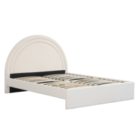 Elegante Base de Cama Tapizada en Bouclé con Diseño Suave y Redondeado para Colecciones de Dormitorios de Lujo
