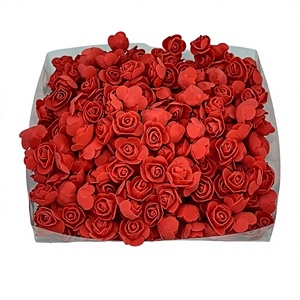 Têtes de fleurs de rose en mousse PE rouge, mini pétales de rose artificiels pour gâteau de mariage, pâtisserie, bricolage, décoration de la maison - Product Image 1