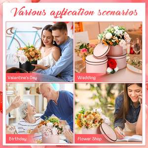 Boîte d'emballage cadeau en carton à baril <span class=keywords><strong>rond</strong></span> de luxe portable à transporter à la main ensemble de feuilles d'or revêtement UV estampage pour emballage de fleurs - Product Image 6