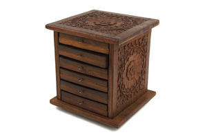 Ensemble de six sous-verres en bois avec support finement sculpté conçu parfaitement pour la maison et le bureau de l'Inde - Product Image 6
